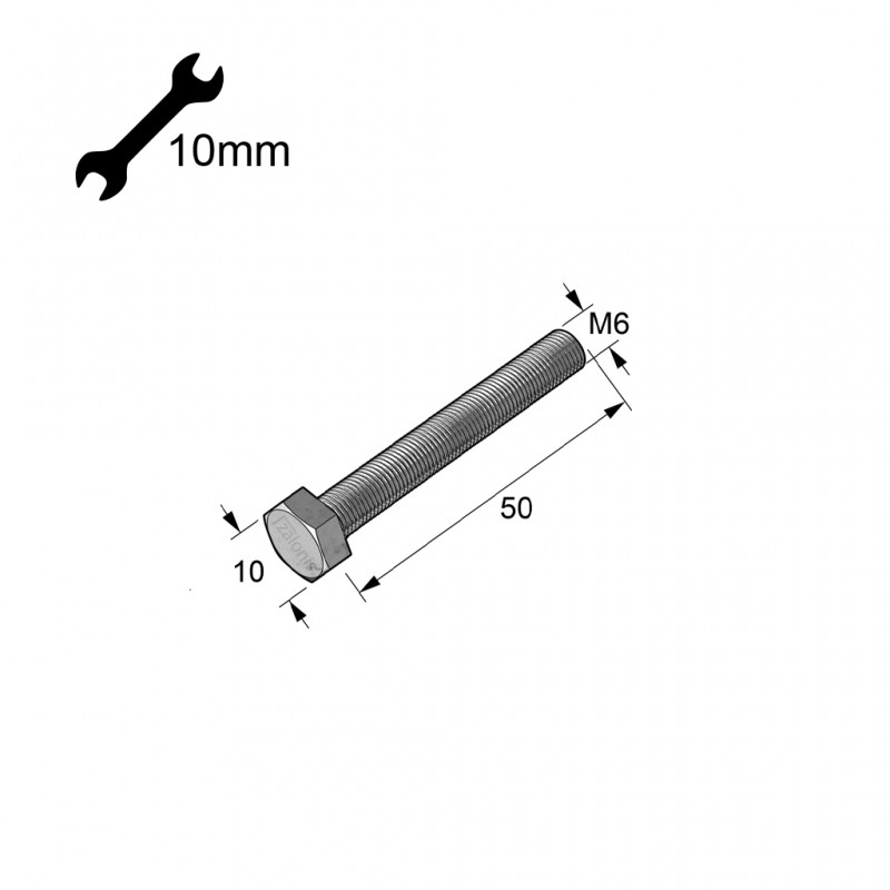 HEXAGON HEAD STEEL BOLT M6x50 HEXAGONAL STEEL BOLTS